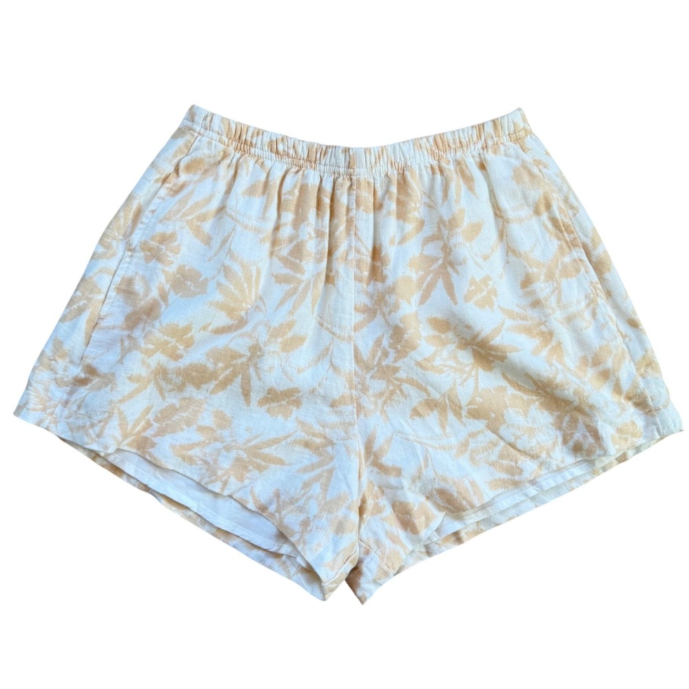Abercrombie & Fitch Linen Blend Elastic Pull On‎ Shorts Small Neutral Floral
